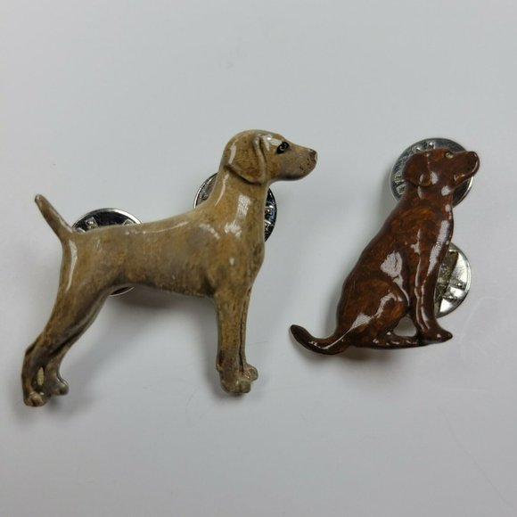 GG Harris Pewter Lapel Pin Lot of 2 Dogs 450, 451A Vintage Tie Hat Pinback Puppy - Picture 1 of 6